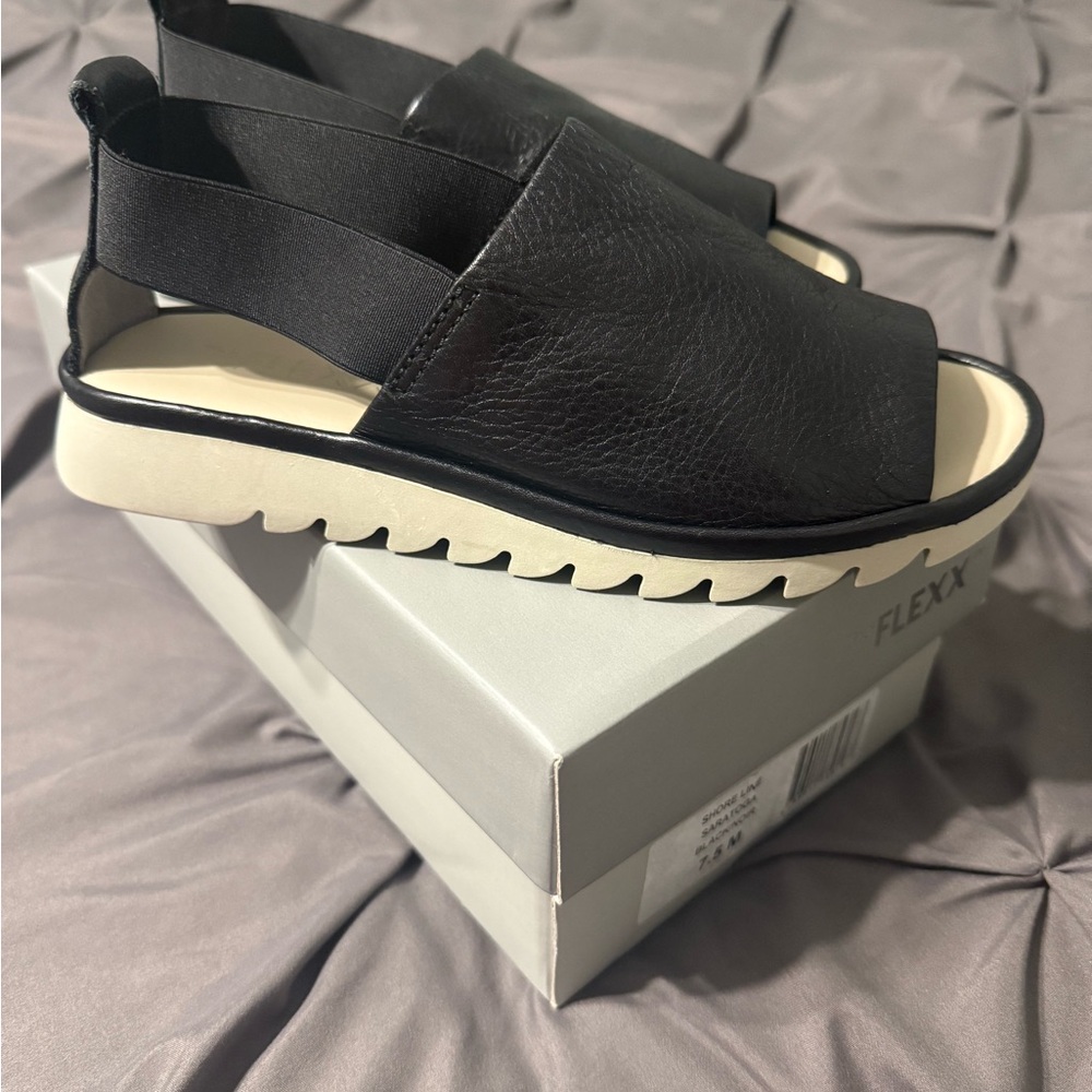 The Flexx Black Leather Sandals with Cream Sole New - Picture 10 of 11